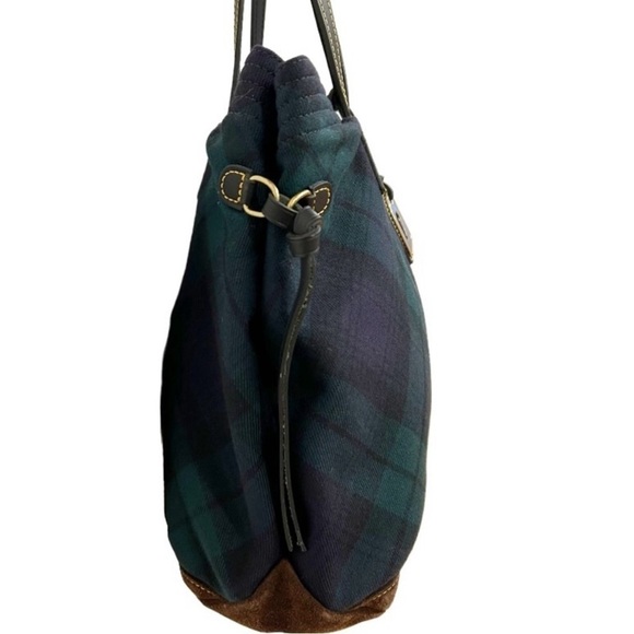 EUC!  Dooney & Bourke Women's Tartan Victoria Tote Bag Green/Blue Plaid - Picture 7 of 15